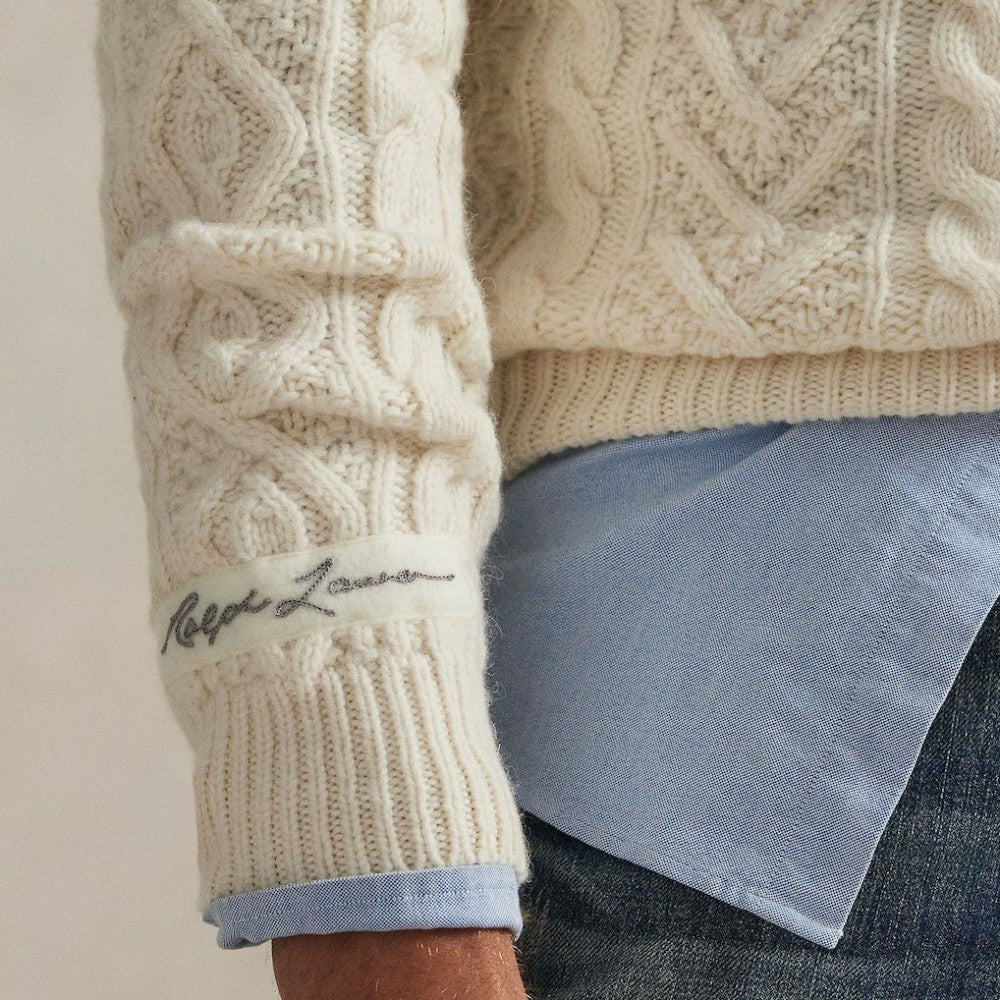New York Yankees Polo Ralph Lauren Wool-Alpaca Sweater - Cream