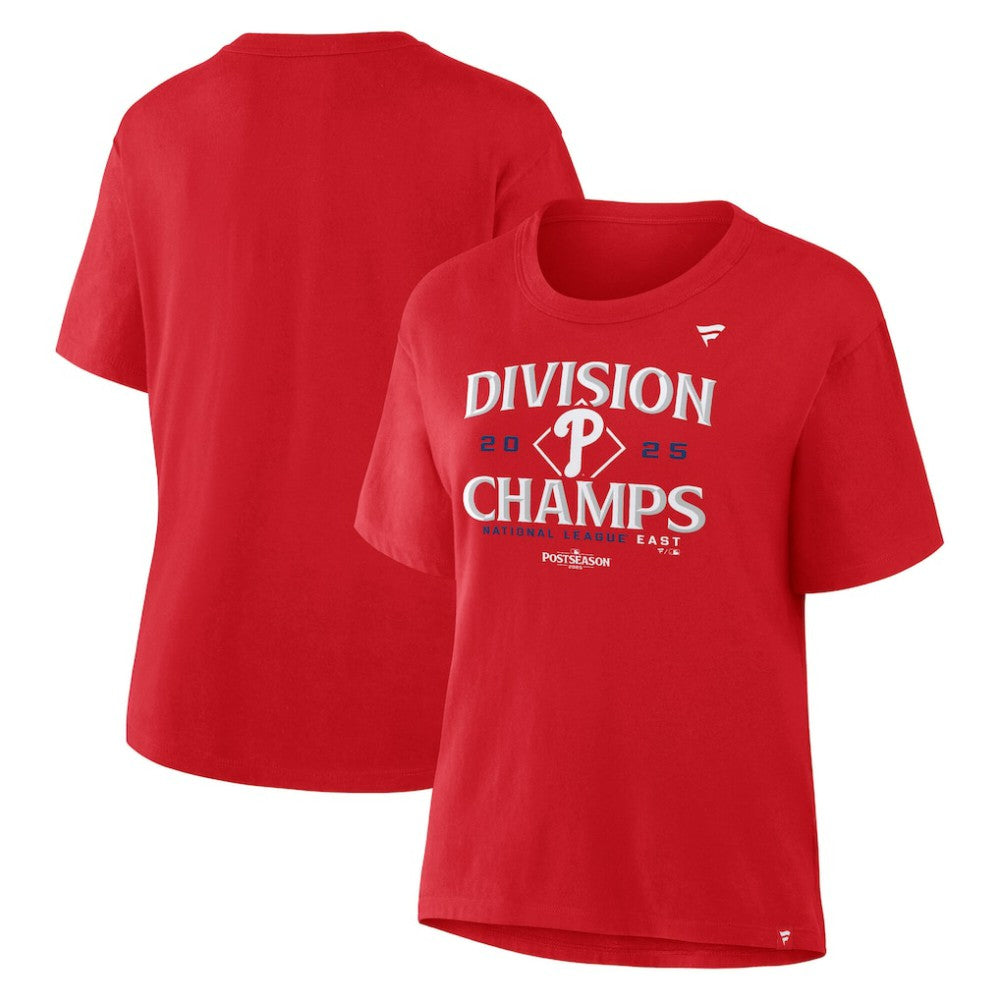 Philadelphia Phillies Fanatics Women's 2025 NL East Division Champions Locker Room Plus Size T-Shirt - Red T-shirts