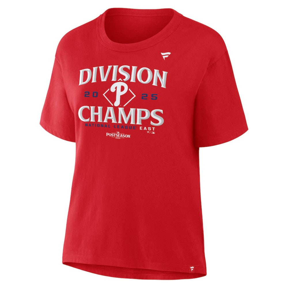 Philadelphia Phillies Fanatics Women's 2025 NL East Division Champions Locker Room Plus Size T-Shirt - Red T-shirts