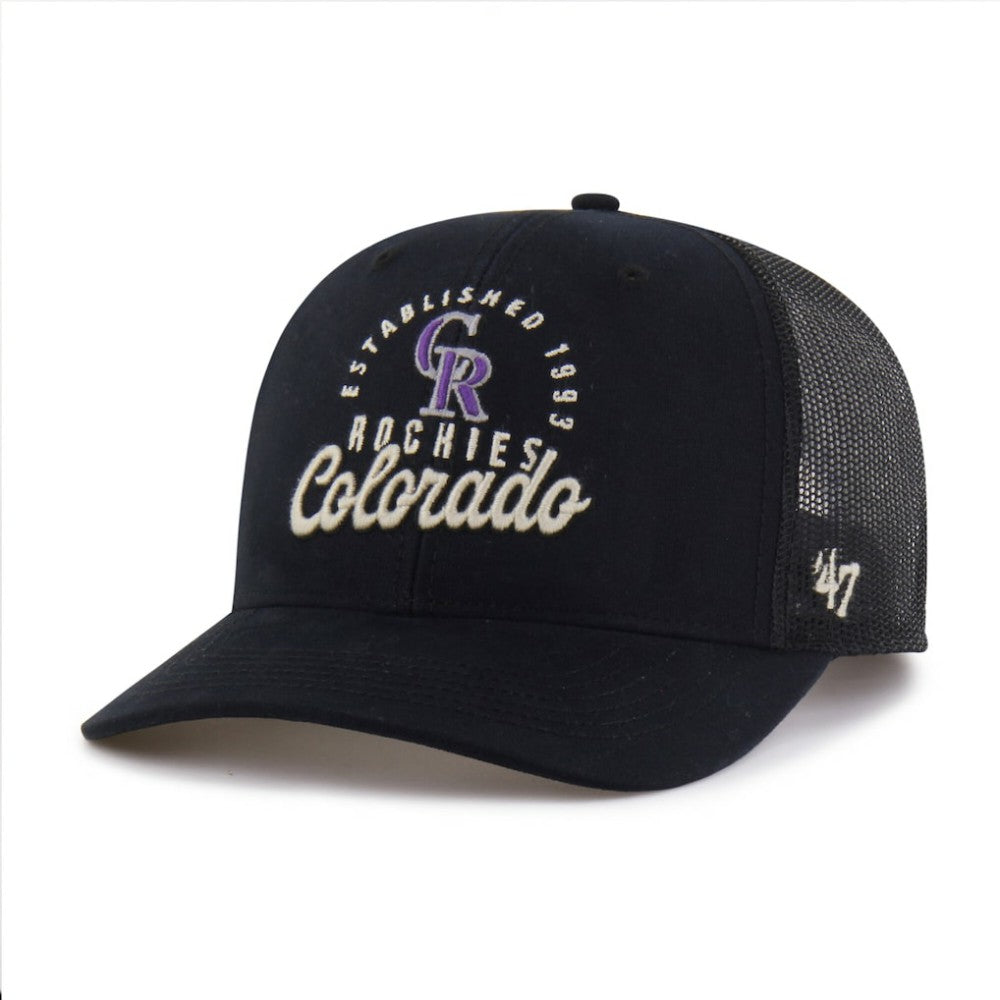Colorado Rockies '47 Pitstop Trucker Adjustable Hat - Black Hats