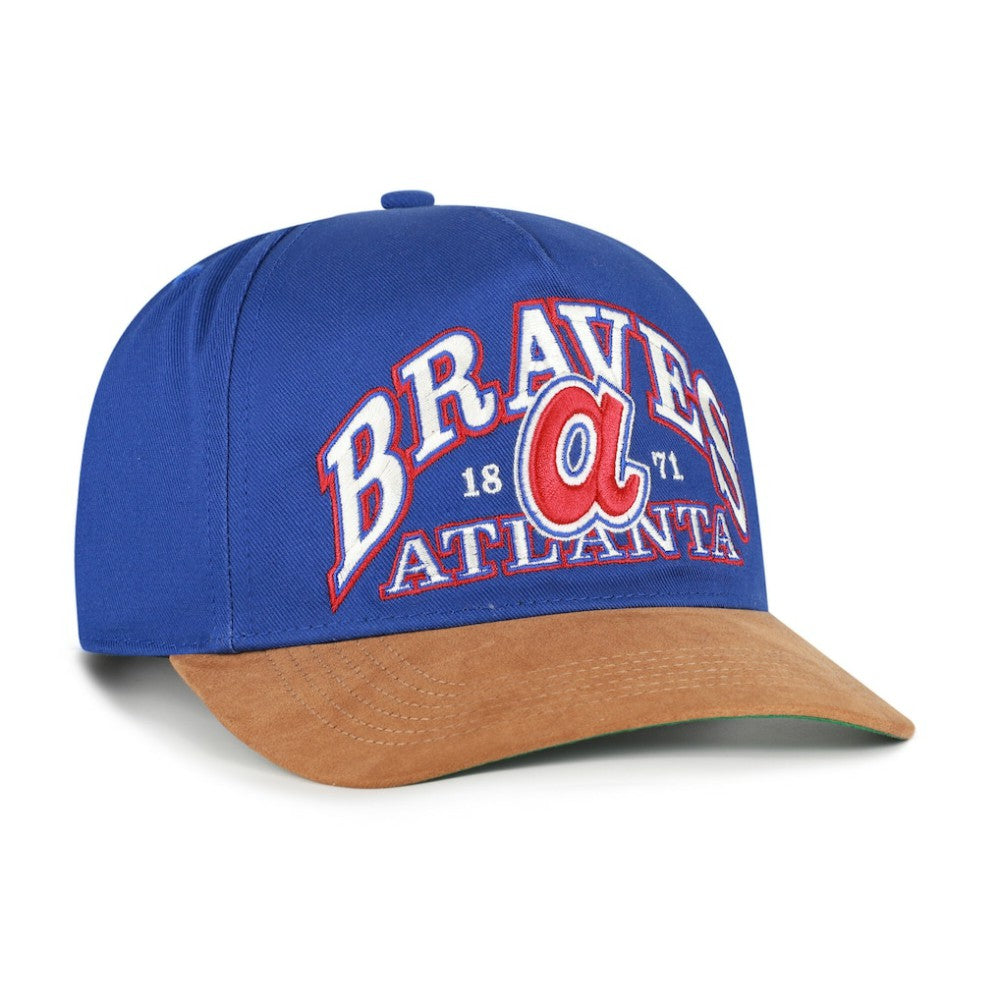 Atlanta Braves '47 Cooperstown Break Wood Suede Hitch Adjustable Hat - Royal/Brown Hats