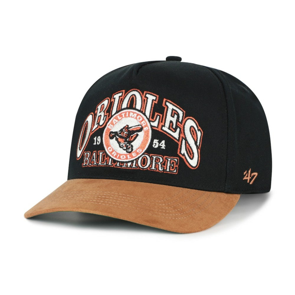 Baltimore Orioles '47 Cooperstown Break Wood Suede Hitch Adjustable Hat - Black/Brown Hats