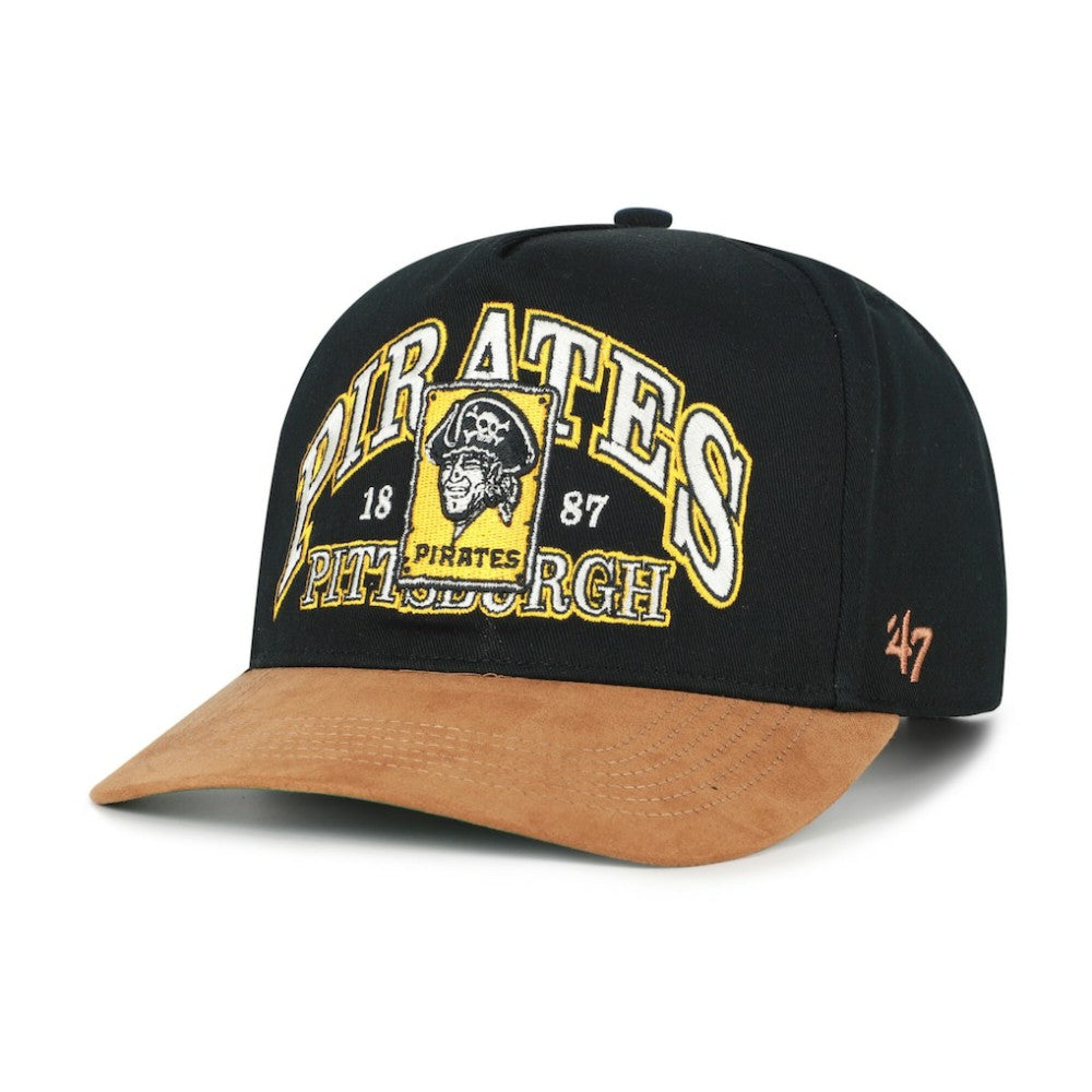 Pittsburgh Pirates '47 Cooperstown Break Wood Suede Hitch Adjustable Hat - Black/Brown Hats