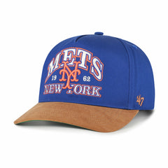 New York Mets '47 Cooperstown Break Wood Suede Hitch Adjustable Hat - Royal/Brown Hats