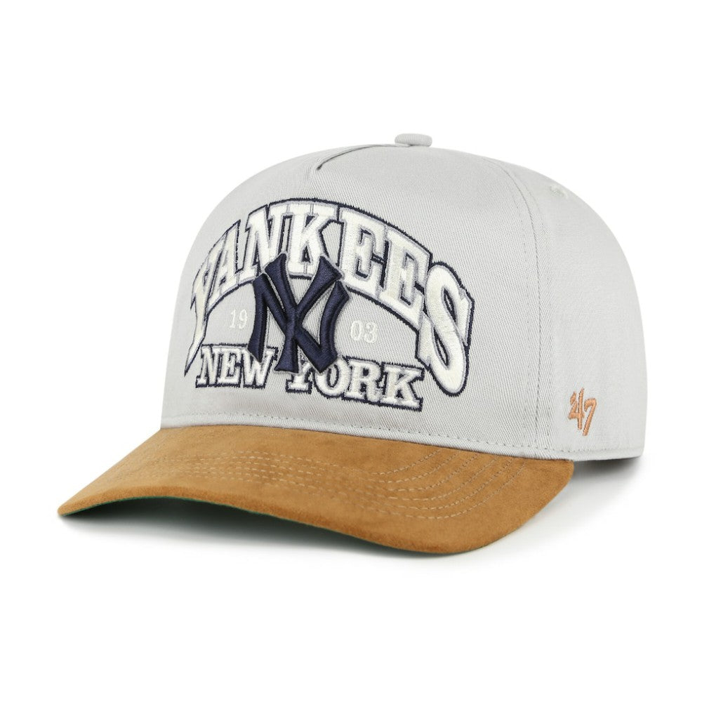 New York Yankees '47 Cooperstown Break Wood Suede Hitch Adjustable Hat - Gray/Brown Hats