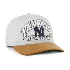 New York Yankees '47 Cooperstown Break Wood Suede Hitch Adjustable Hat - Gray/Brown Hats