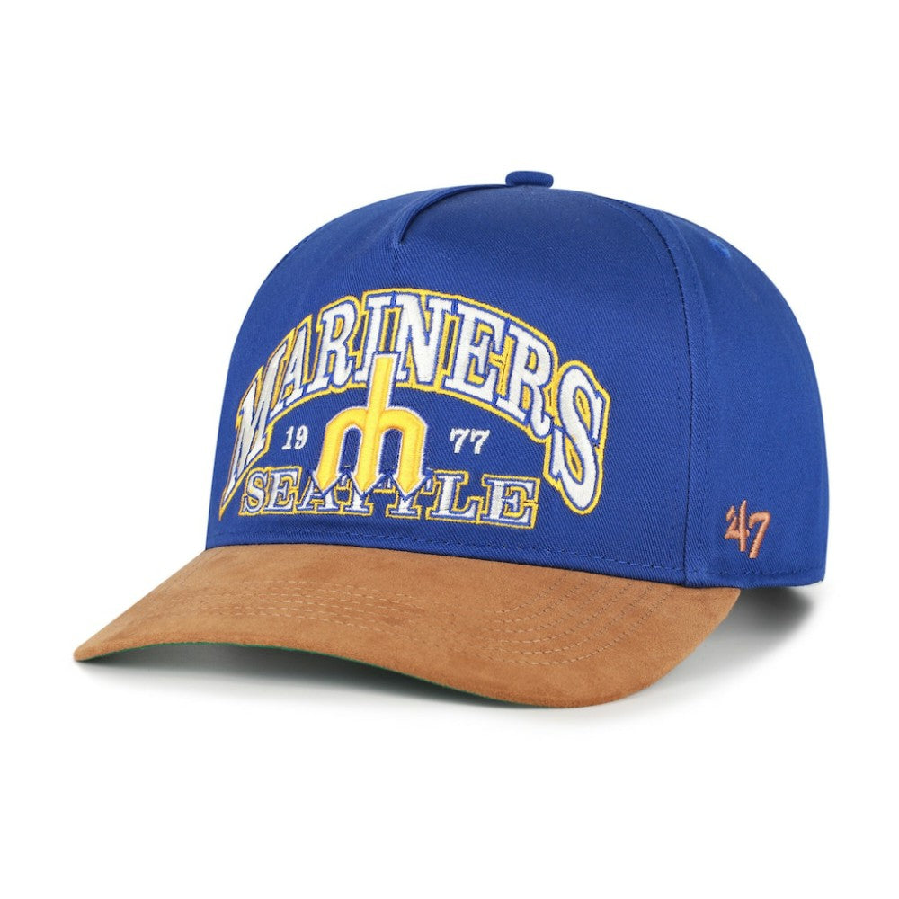 Seattle Mariners '47 Cooperstown Break Wood Suede Hitch Adjustable Hat - Royal/Brown Hats