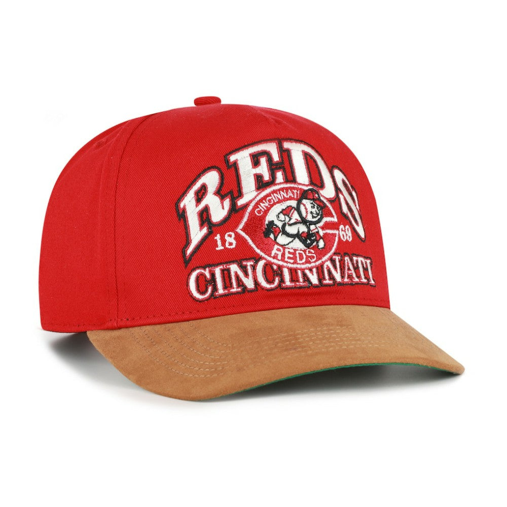 Cincinnati Reds '47 Cooperstown Break Wood Suede Hitch Adjustable Hat - Red/Brown Hats