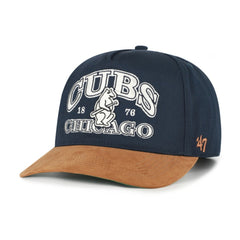 Chicago Cubs '47 Cooperstown Break Wood Suede Hitch Adjustable Hat - Navy/Brown Hats