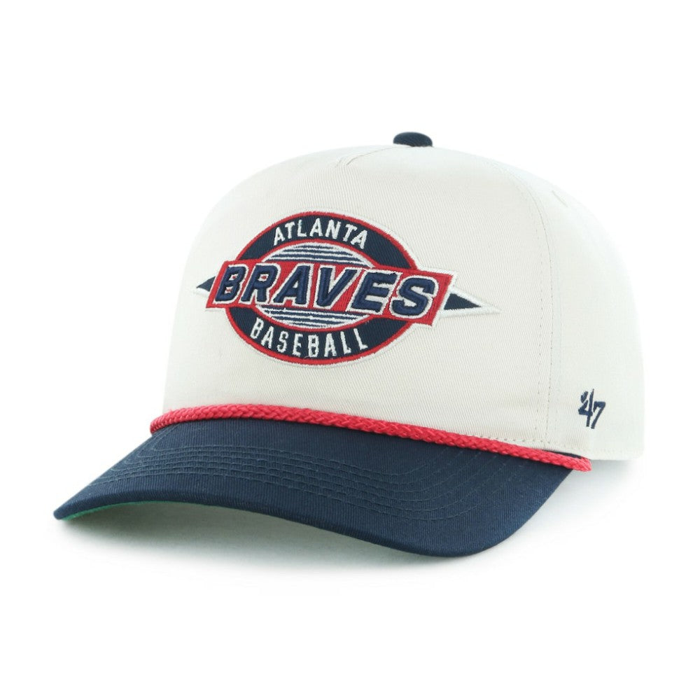Atlanta Braves '47 Youth Frame Out Hitch Adjustable Hat - Natural/Navy Hats