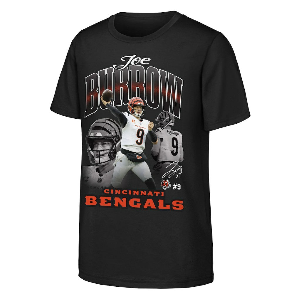 Joe Burrow Cincinnati Bengals Outerstuff Youth Triple Pic T-Shirt Black