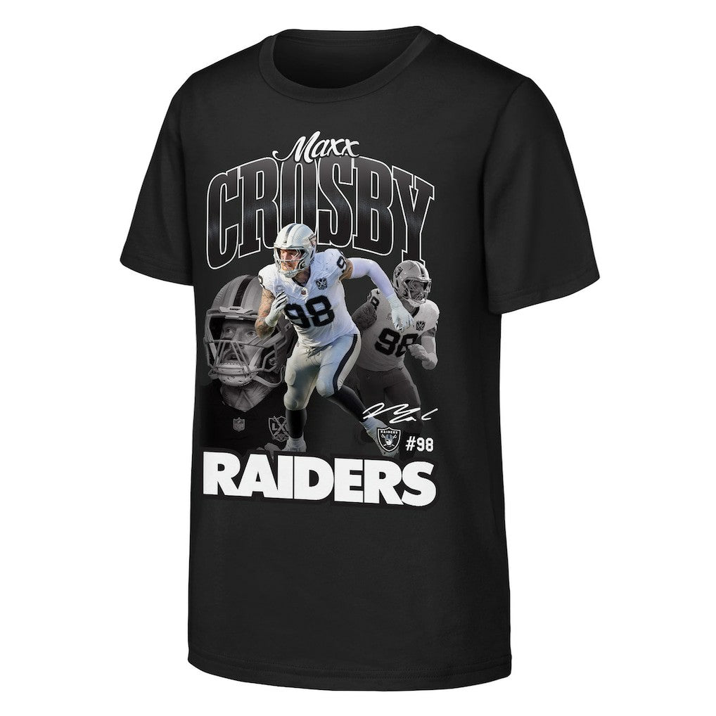Maxx Crosby Las Vegas Raiders Outerstuff Youth Triple Pic T-Shirt Black