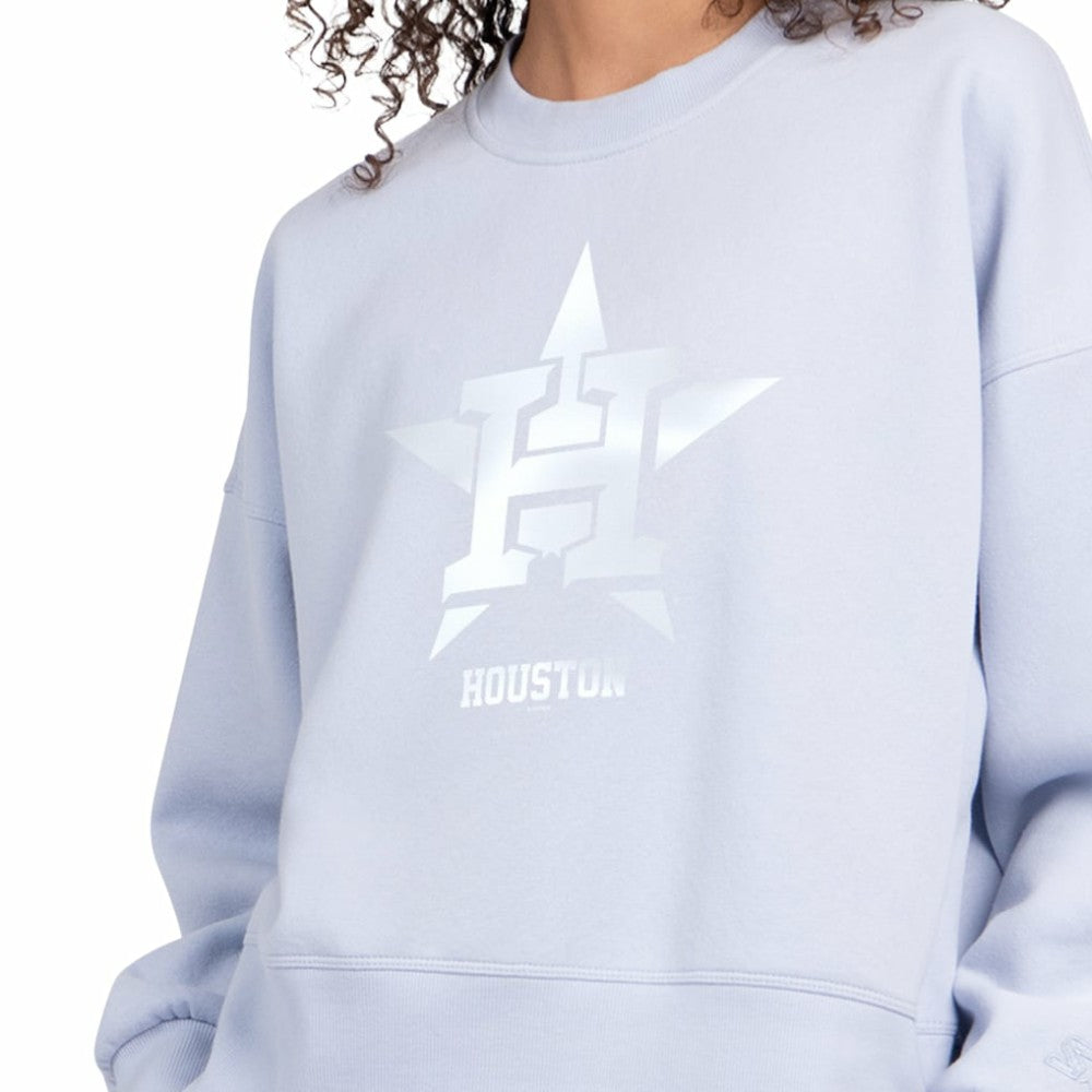Houston Astros Starter Women's Pastels Boxy Fleece Sweatshirt - Light Blue Sweatshirts