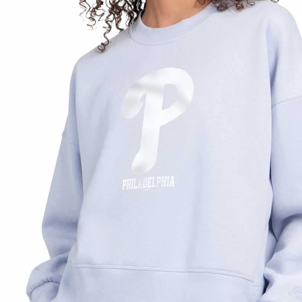 Philadelphia Phillies Starter Women's Pastels Boxy Fleece Sweatshirt - Light Blue Sweatshirts