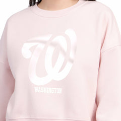 Washington Nationals Starter Women's Pastels Boxy Fleece Sweatshirt - Light Pink Sweatshirts