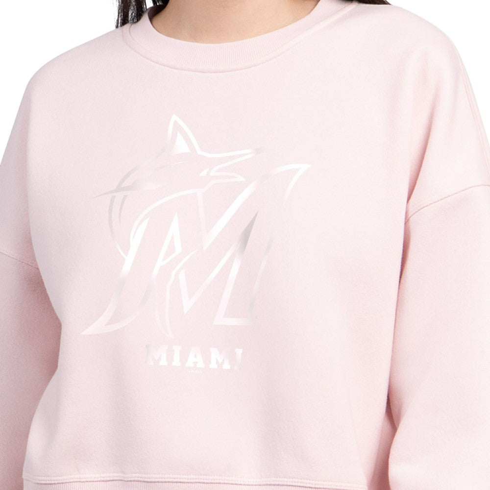 Miami Marlins Starter Women's Pastels Boxy Fleece Sweatshirt - Light Pink Sweatshirts
