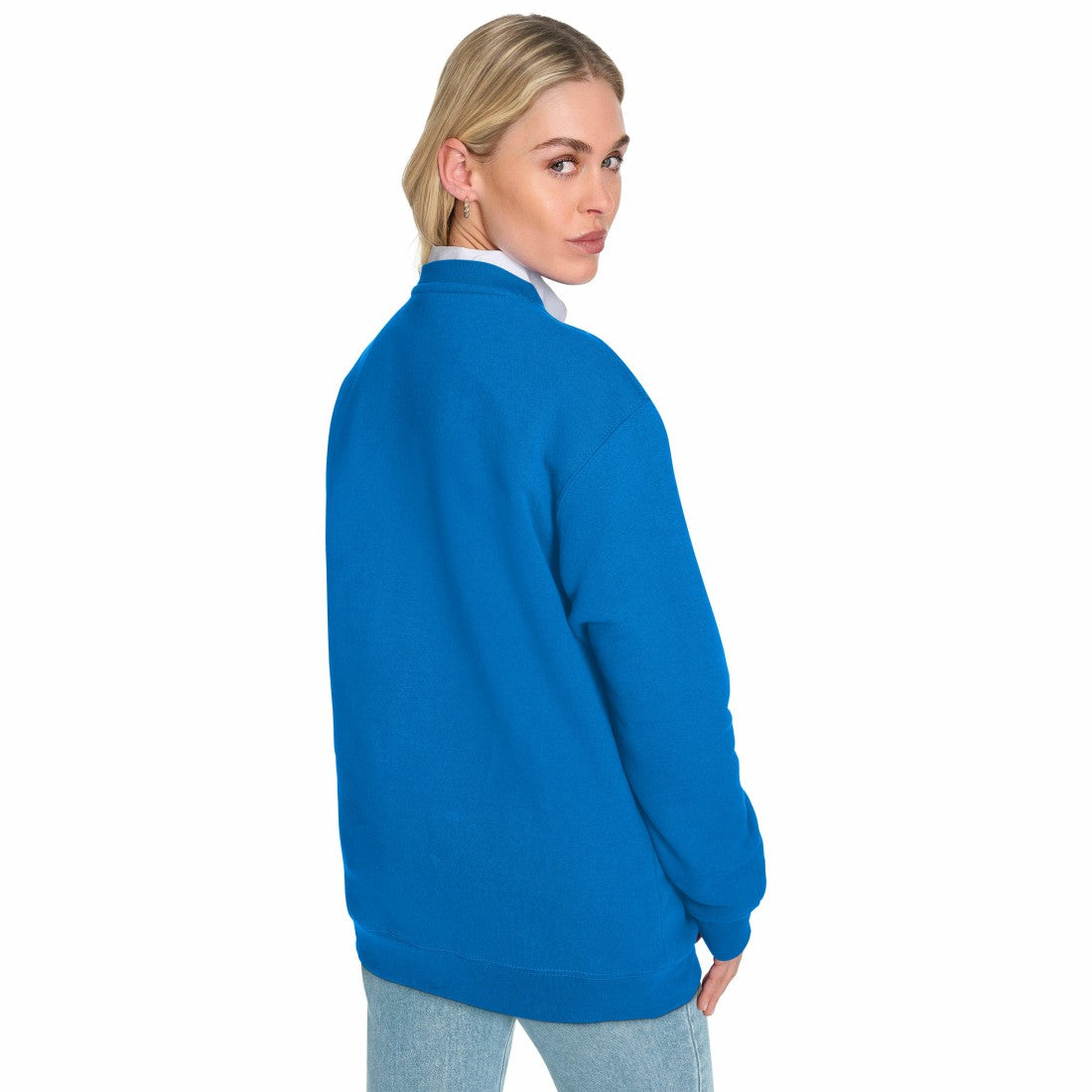 Detroit Lions Starter Women's Groovy Script Fleece Crewneck Sweatshirt Blue