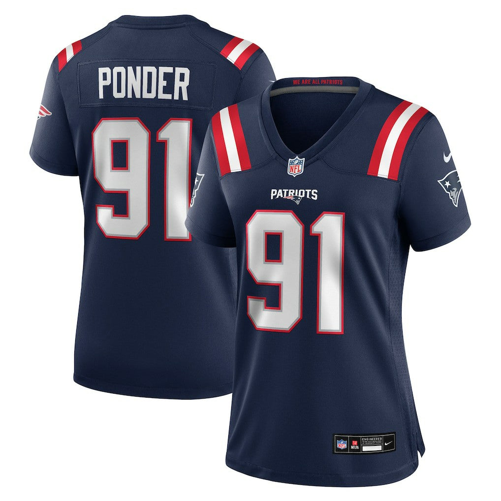 NFL Elijah Ponder New England Patriots Women's Team Game Jersey - Navy