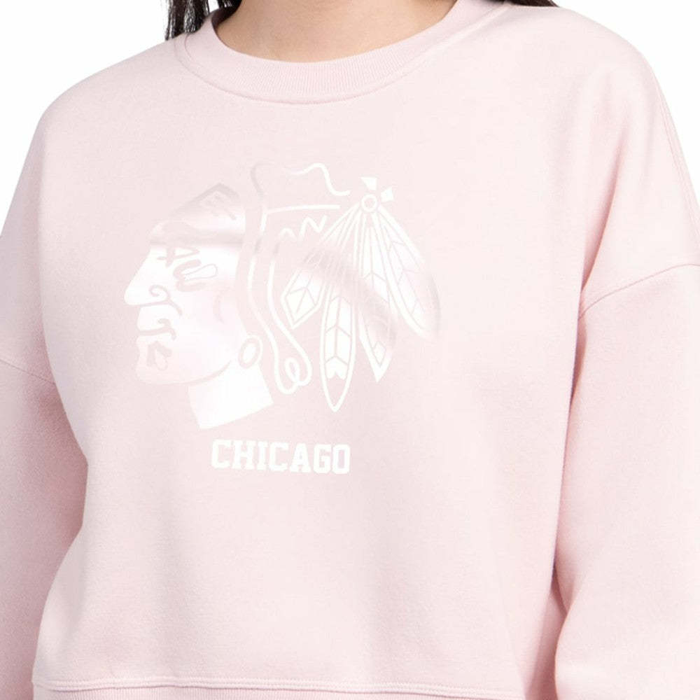 NHL Chicago Blackhawks Starter Women's Boxy Cropped Sweatshirt - Pink