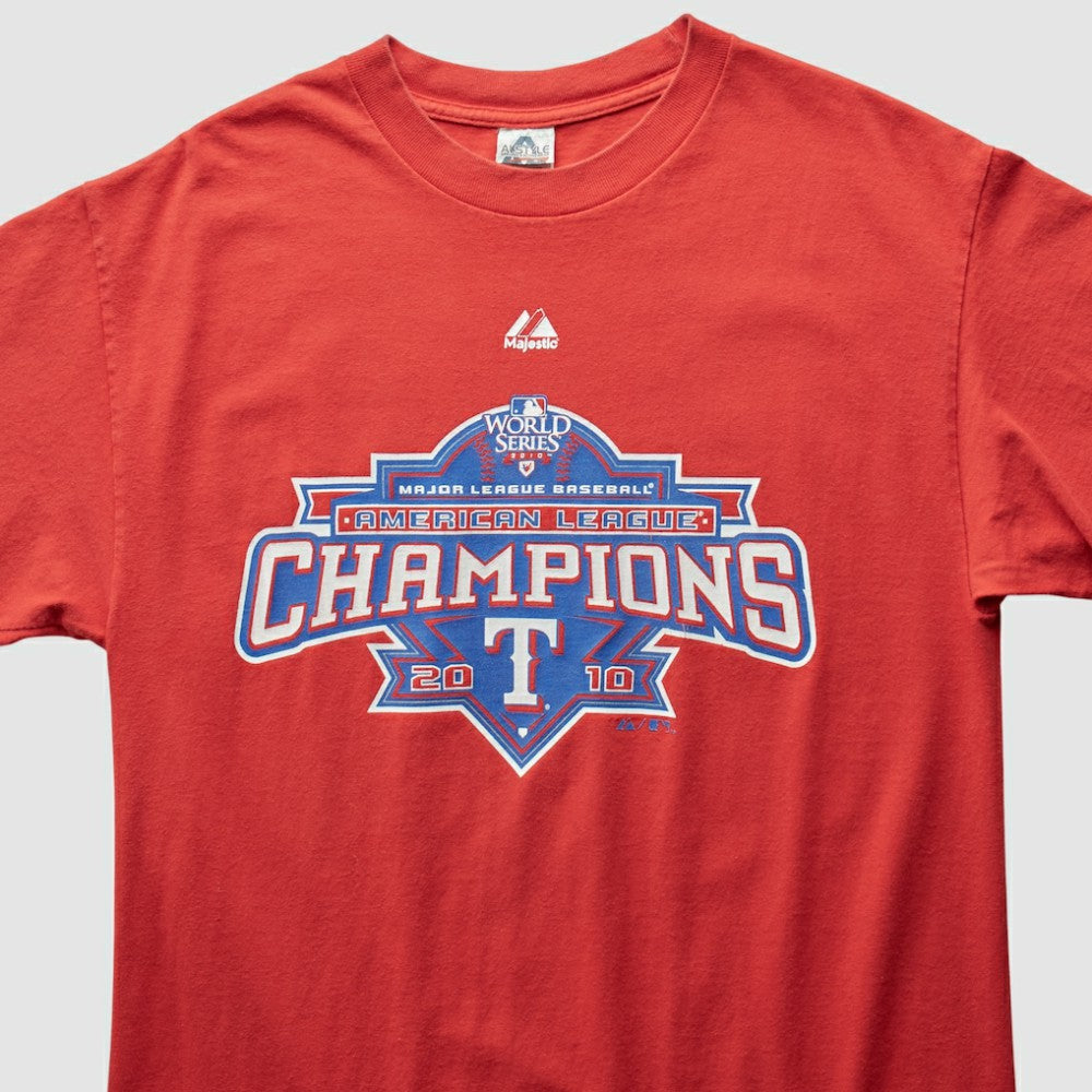 Texas Rangers Majestic 2010 T-Shirt - Red - S by Fanatics Real Vintage T-shirts