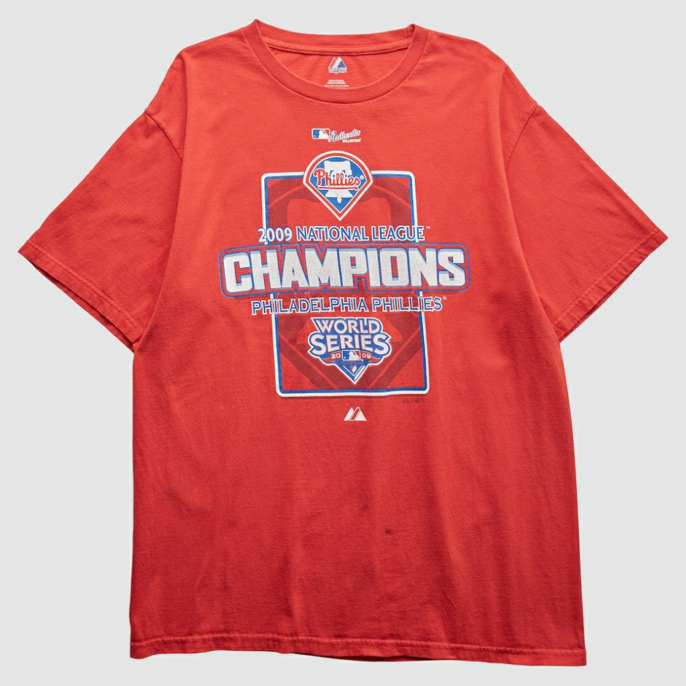 Philadelphia Phillies Majestic 2009 T-Shirt - Red - M by Fanatics Real Vintage T-shirts