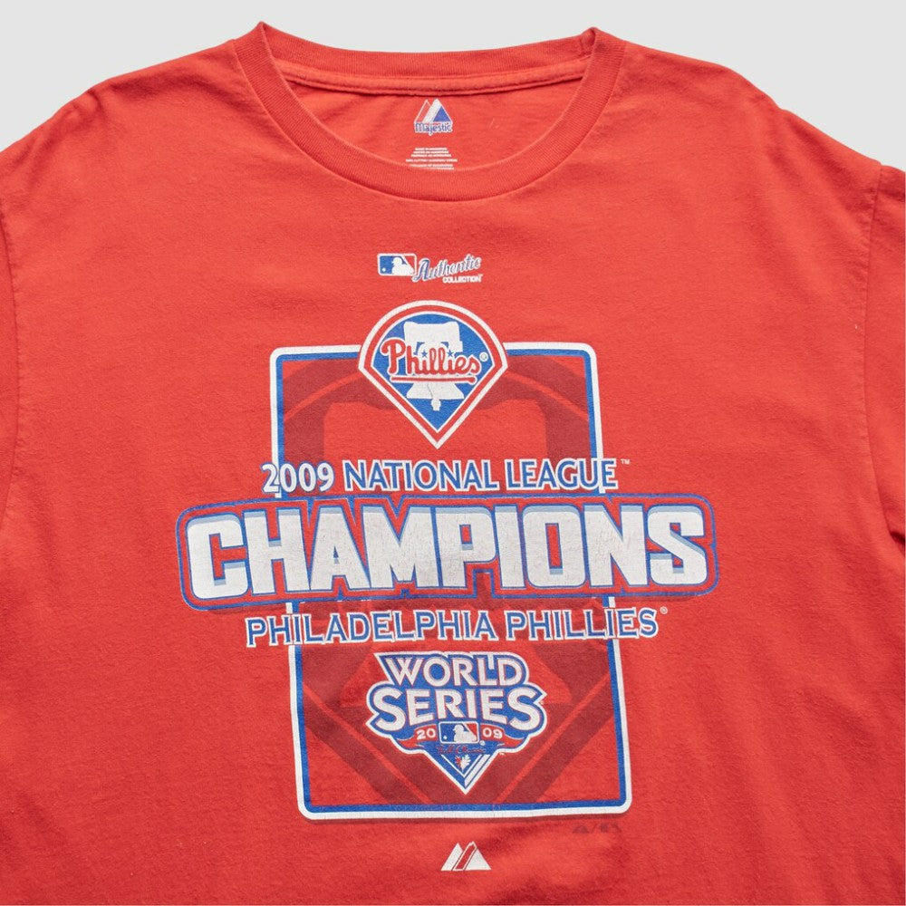 Philadelphia Phillies Majestic 2009 T-Shirt - Red - M by Fanatics Real Vintage T-shirts