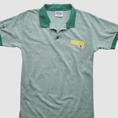 Green Bay Packers Majestic 90s Polo Heather Gray Vintage