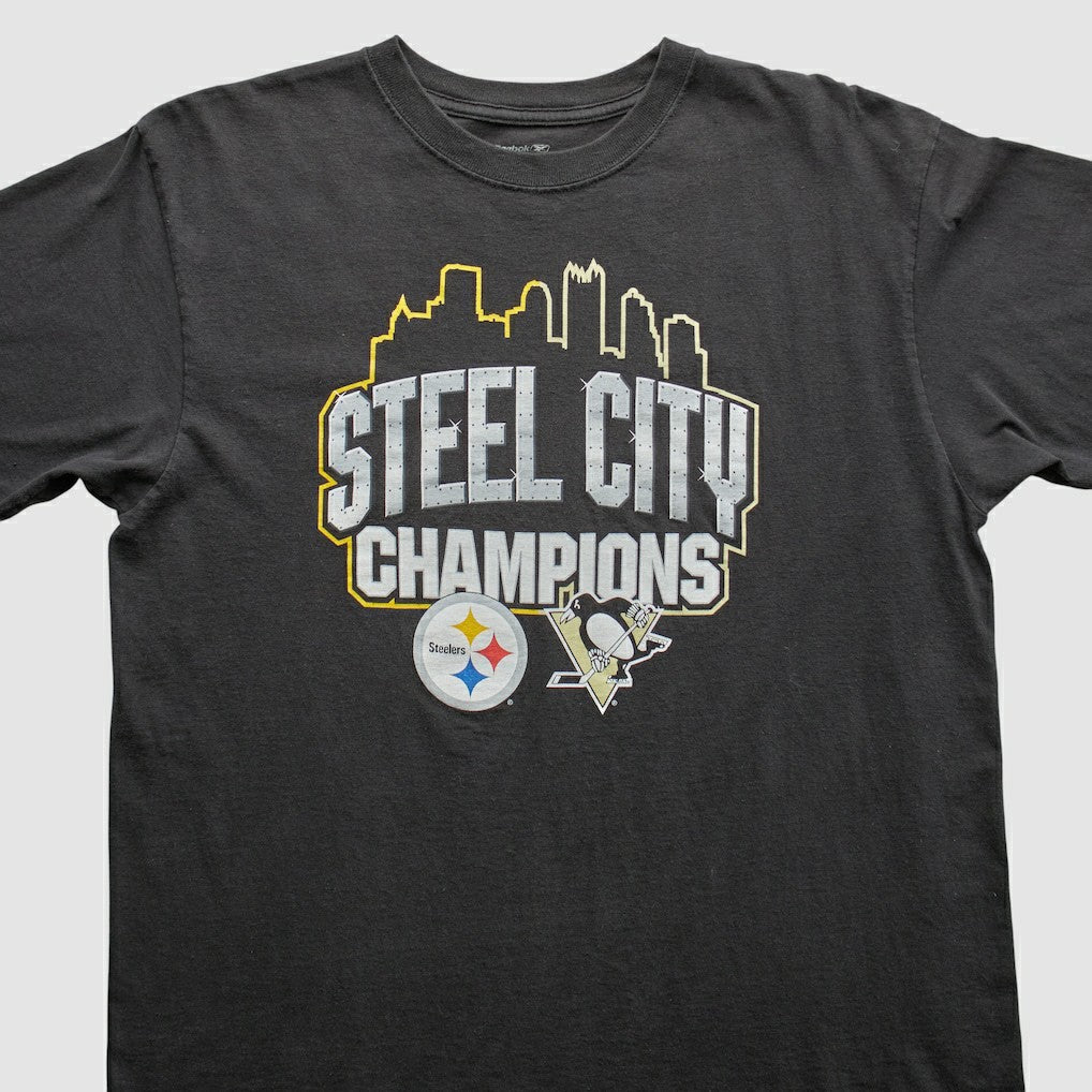 Pittsburgh Steelers Reebok 2009 T-Shirt Black Vintage