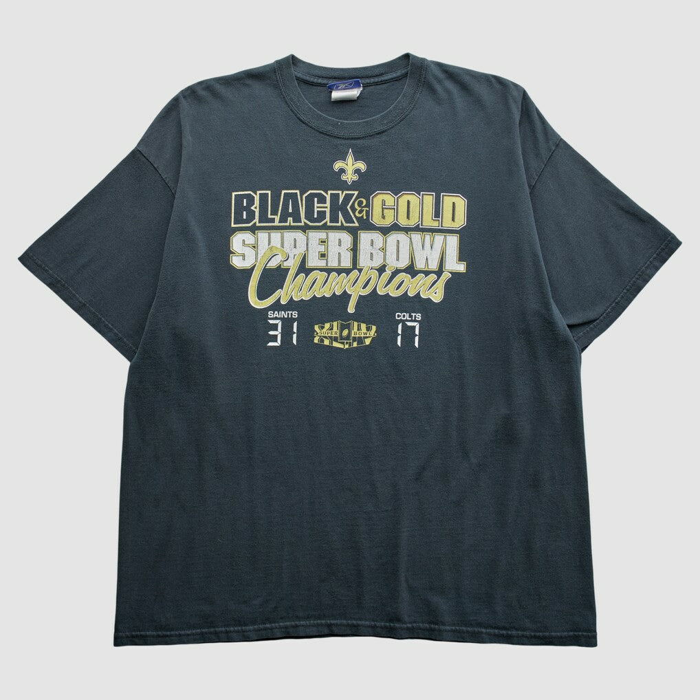 New Orleans Saints Reebok 2010 T-Shirt Black Vintage
