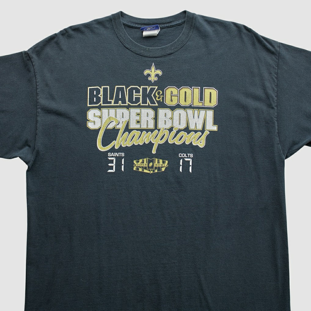 New Orleans Saints Reebok 2010 T-Shirt Black Vintage