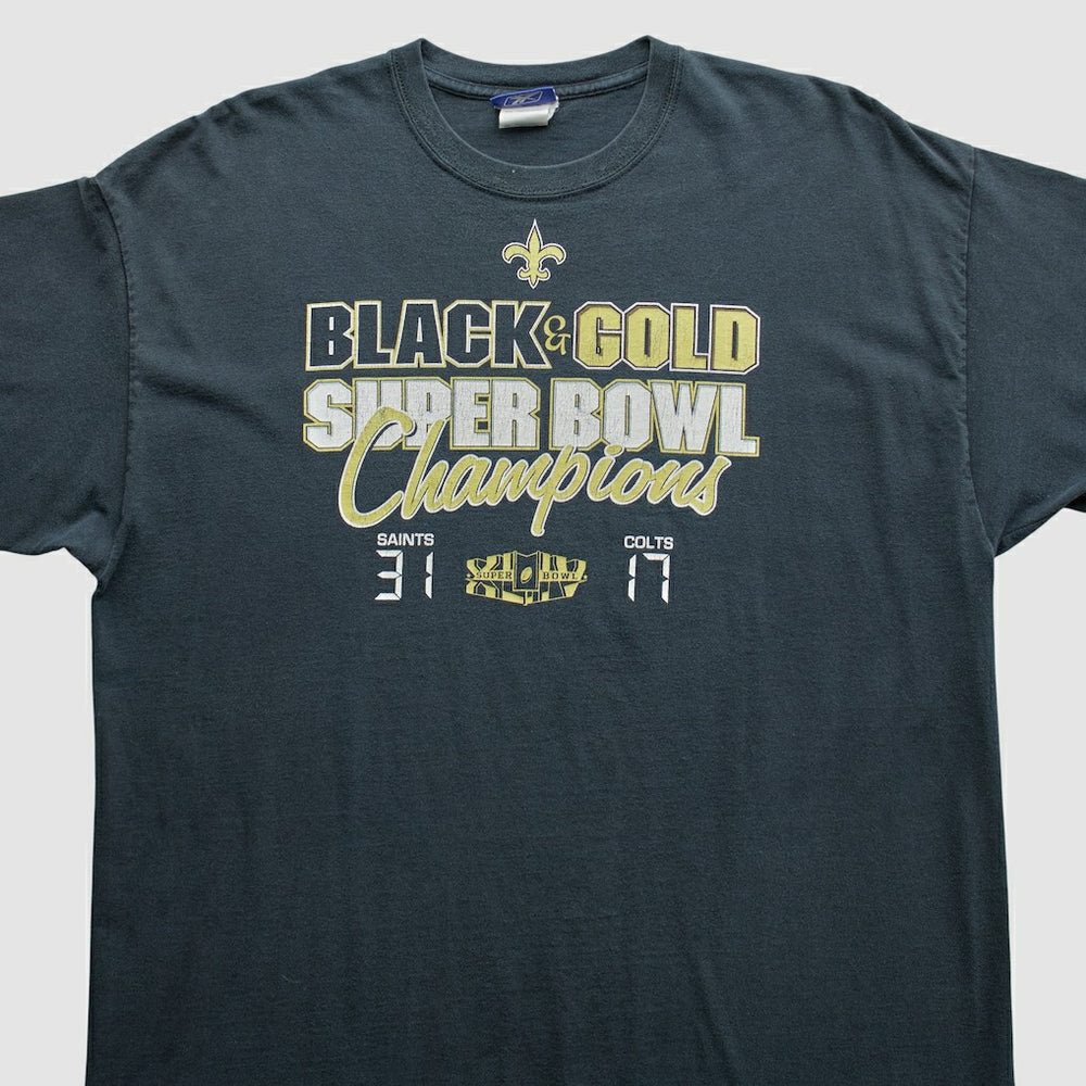 New Orleans Saints Reebok 2010 T-Shirt Black Vintage