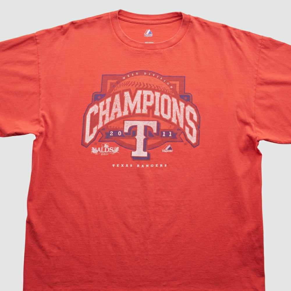 Texas Rangers Majestic 2011 T-Shirt - Red - 2XL by Fanatics Real Vintage T-shirts