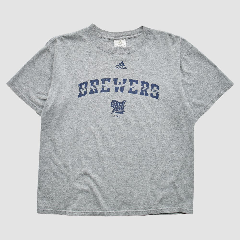 Milwaukee Brewers Adidas 2000s T-Shirt - Gray - M by Fanatics Real Vintage T-shirts