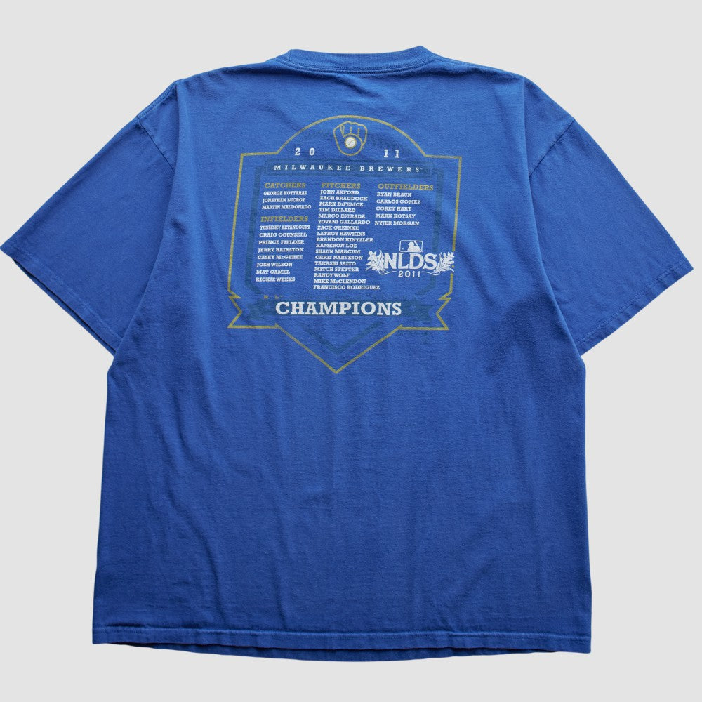 Milwaukee Brewers Majestic 2011 T-Shirt - Blue - L by Fanatics Real Vintage T-shirts