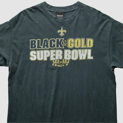 New Orleans Saints Reebok 2009 T-Shirt Black Vintage