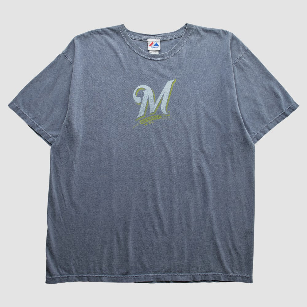 Milwaukee Brewers Majestic 2000s T-Shirt - Blue - 2XL by Fanatics Real Vintage T-shirts