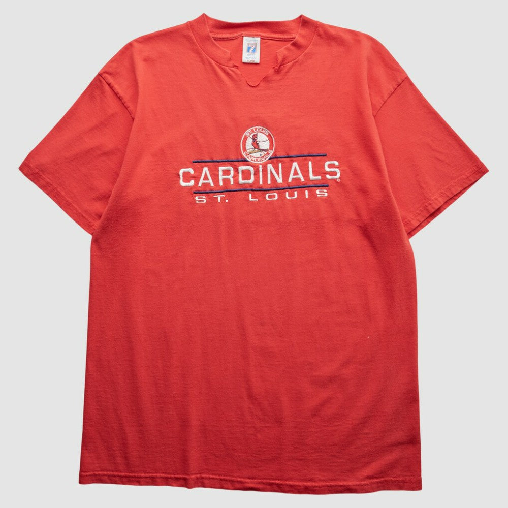 St. Louis Cardinals Logo 7 90s T-Shirt - Red - L by Fanatics Real Vintage T-shirts