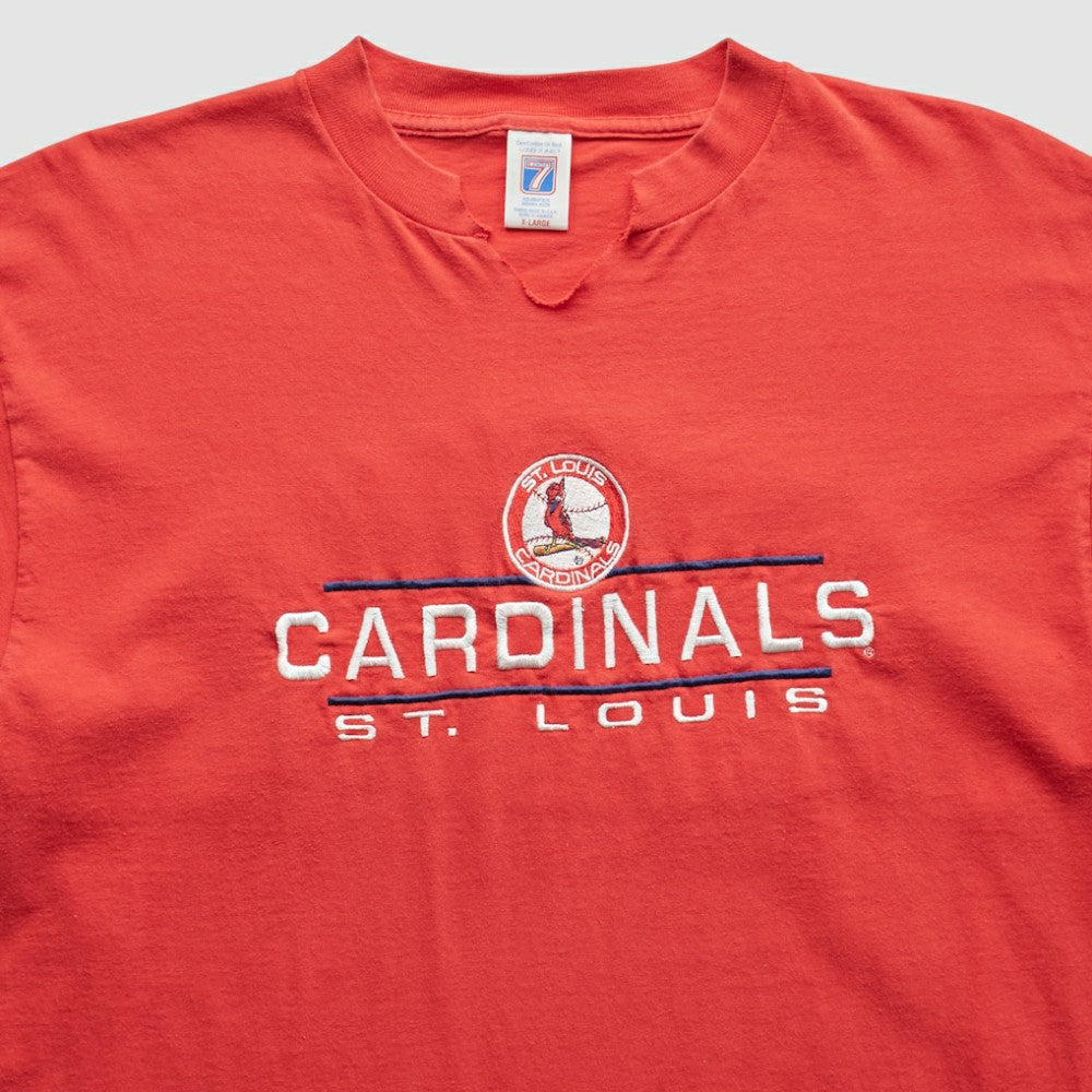 St. Louis Cardinals Logo 7 90s T-Shirt - Red - L by Fanatics Real Vintage T-shirts