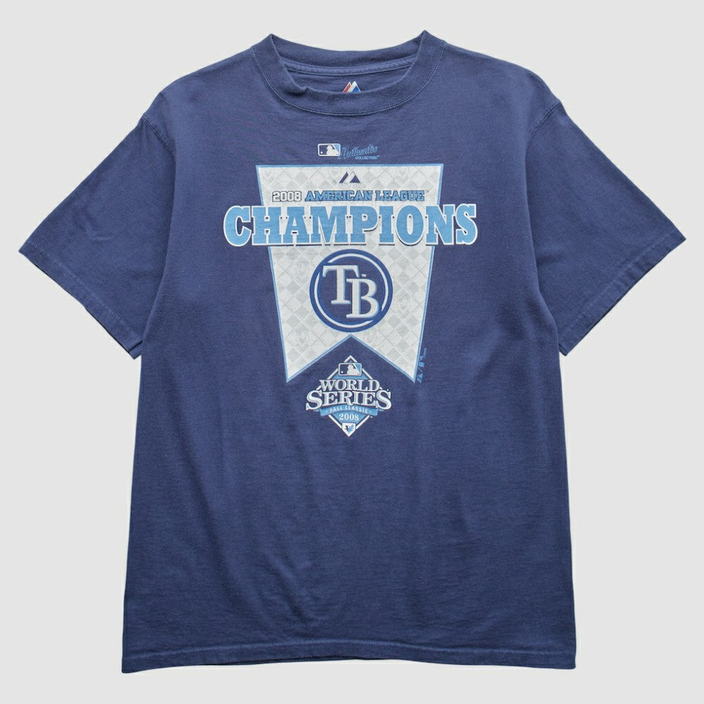 Tampa Bay Rays Majestic 2008 T-Shirt - Blue - S by Fanatics Real Vintage T-shirts
