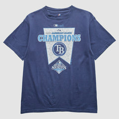 Tampa Bay Rays Majestic 2008 T-Shirt - Blue - S by Fanatics Real Vintage T-shirts