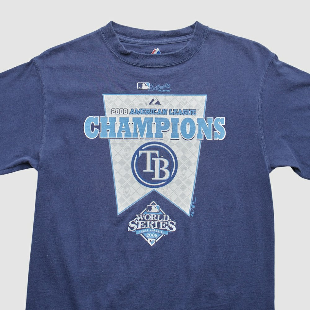 Tampa Bay Rays Majestic 2008 T-Shirt - Blue - S by Fanatics Real Vintage T-shirts