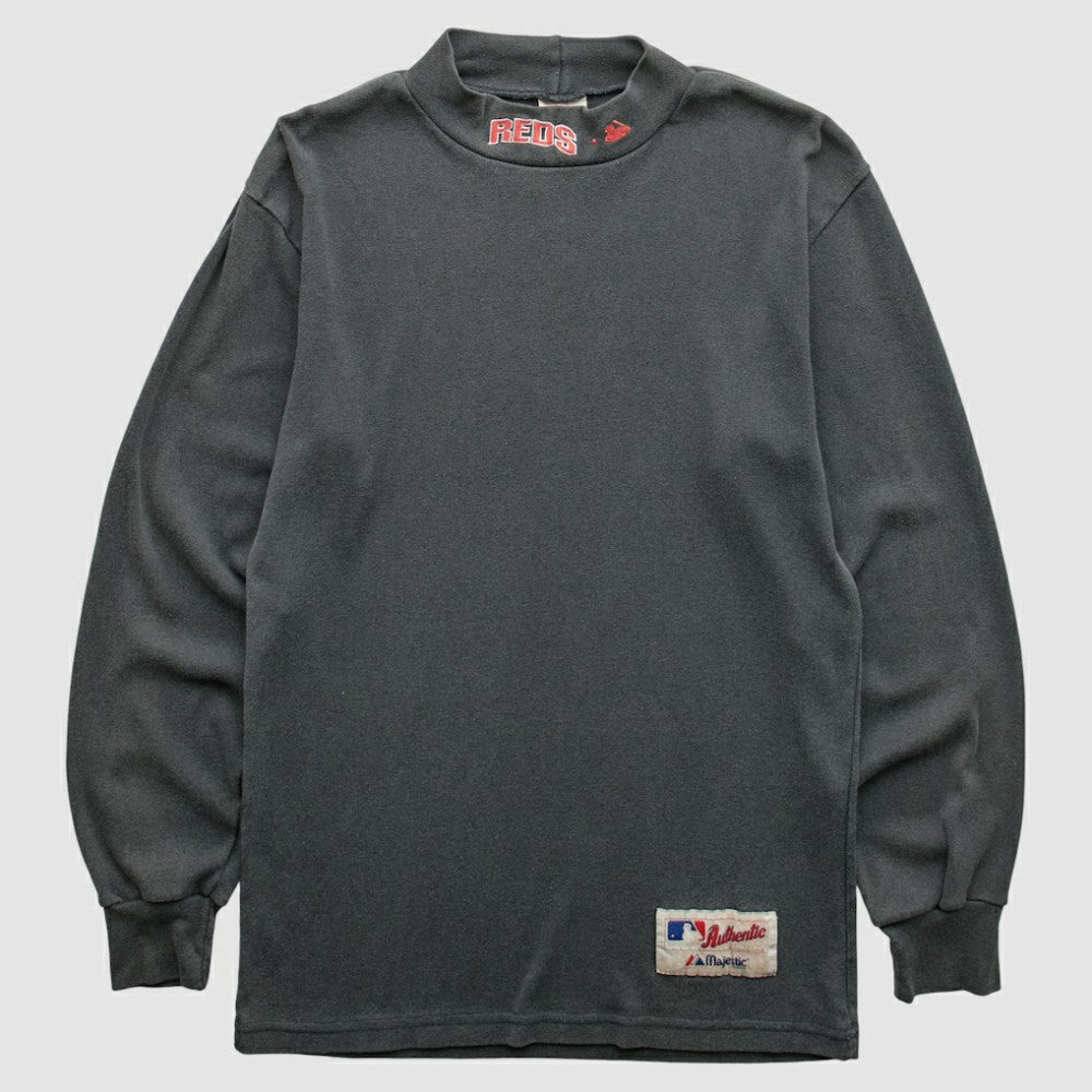 Cincinnati Reds Majestic 90s Pullover Sweatshirt - Gray - XS by Fanatics Real Vintage Pullover