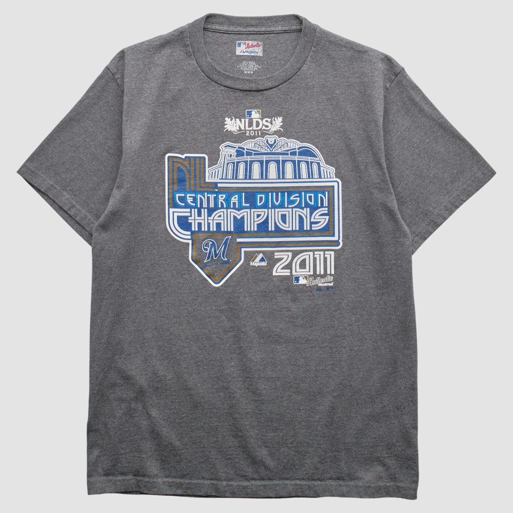 Milwaukee Brewers Majestic 2011 T-Shirt - Gray - S by Fanatics Real Vintage T-shirts