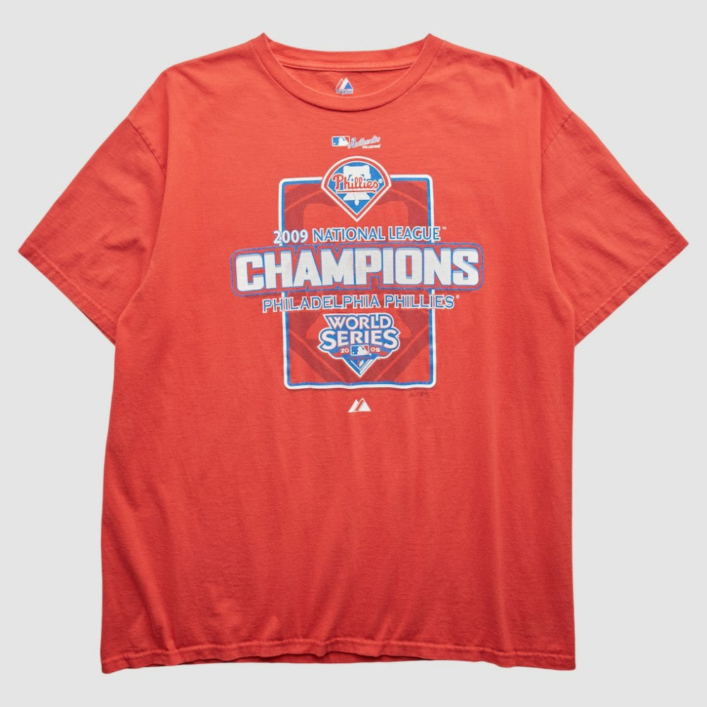 Philadelphia Phillies Majestic 2009 T-Shirt - Red - XL by Fanatics Real Vintage T-shirts