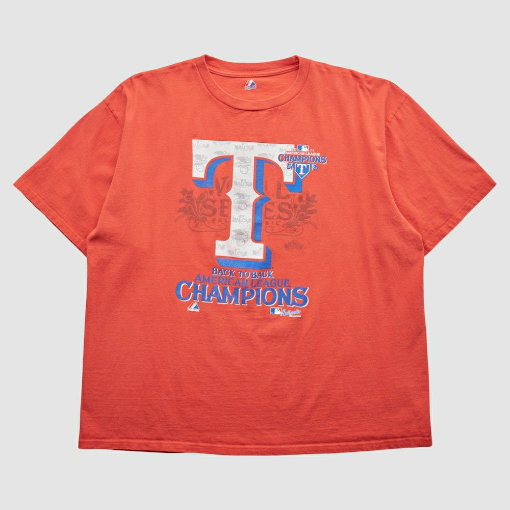 Texas Rangers Majestic 2011 T-Shirt - Orange - 2XL by Fanatics Real Vintage T-shirts