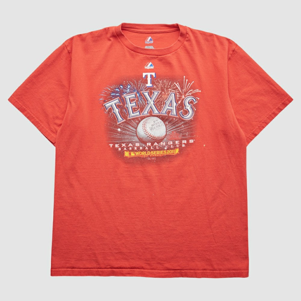 Texas Rangers Majestic 2011 T-Shirt - Red - M by Fanatics Real Vintage T-shirts
