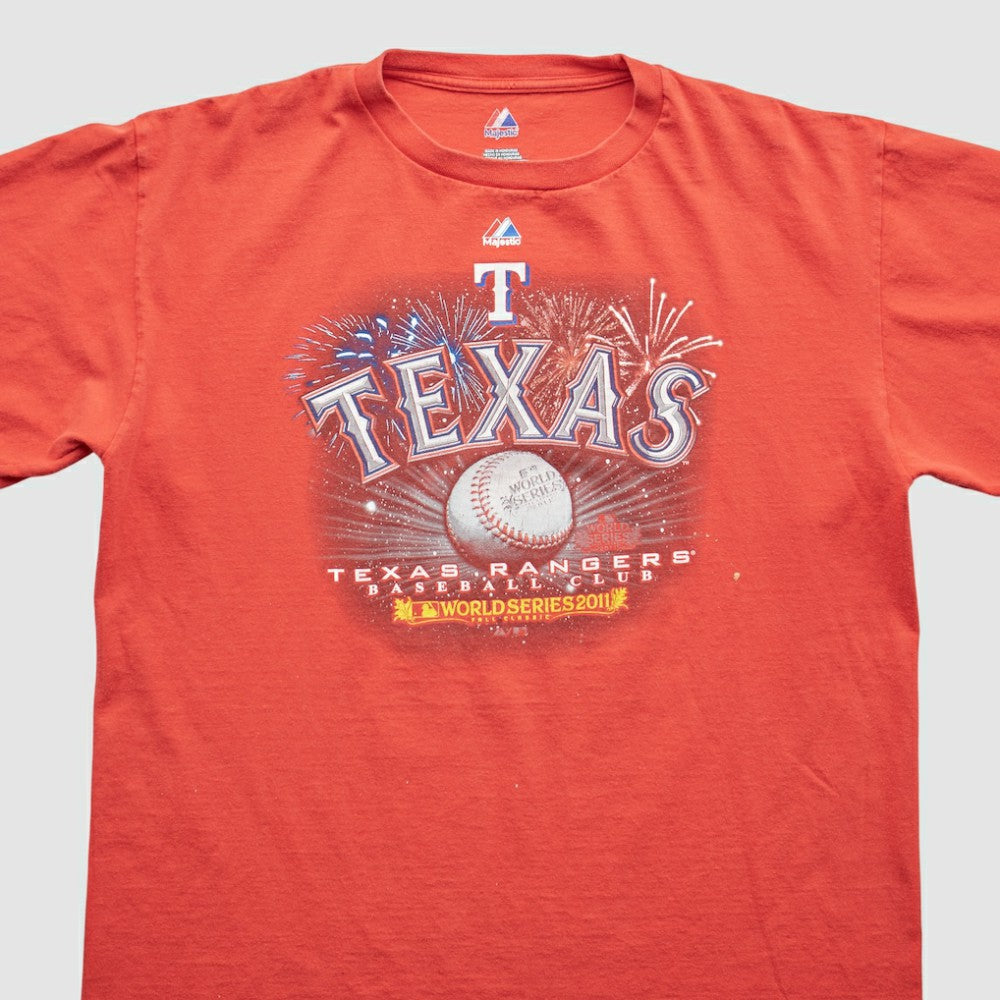 Texas Rangers Majestic 2011 T-Shirt - Red - M by Fanatics Real Vintage T-shirts