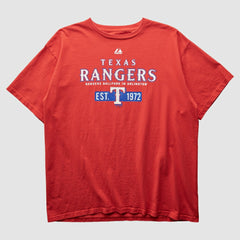 Texas Rangers Majestic 2000s T-Shirt - Red - XL by Fanatics Real Vintage T-shirts