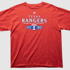 Texas Rangers Majestic 2000s T-Shirt - Red - XL by Fanatics Real Vintage T-shirts
