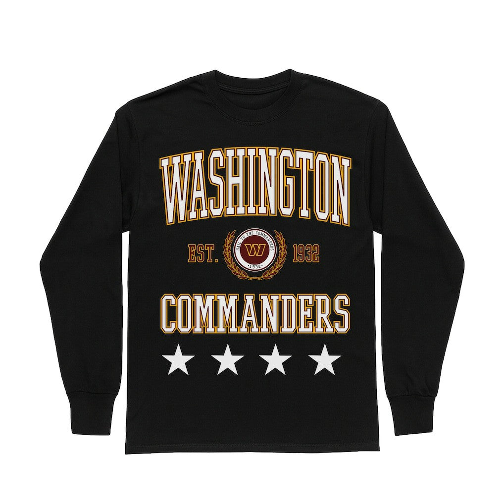 Washington Commanders Gameday Couture Women's Oversized Everyday Star Long Sleeve T-Shirt Black